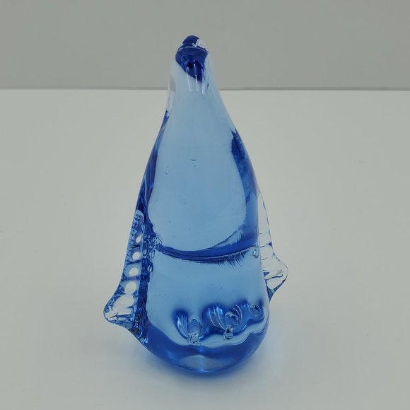 Blue Glass Penguin Paperweight Statue Figurine - Picture 4 of 8